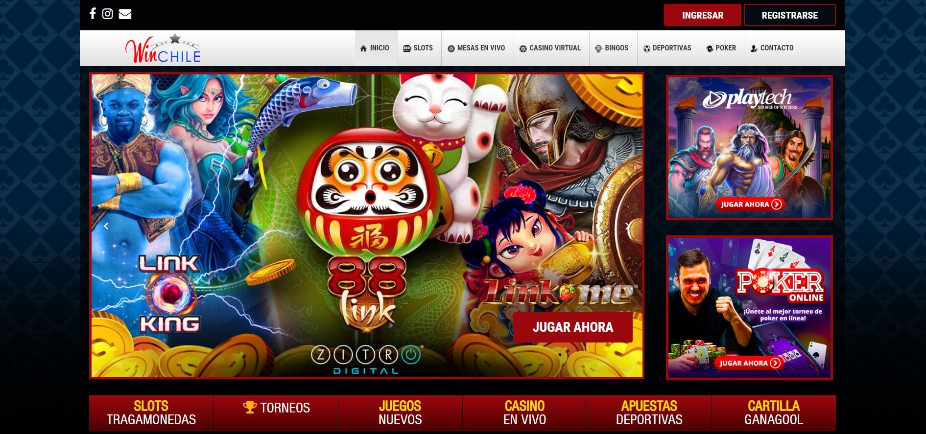 Página web de Win Chile Casino online para registrarse